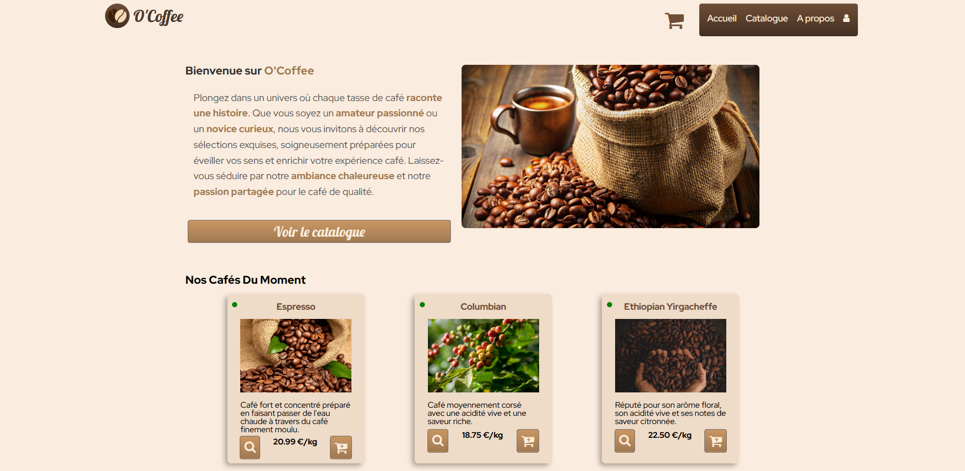 Miniature d'un projet FullStack de boutique de café